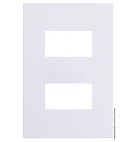 Placa 2 Módulos Separados com Suporte 4x2 - RECTA BRANCO GLOSS